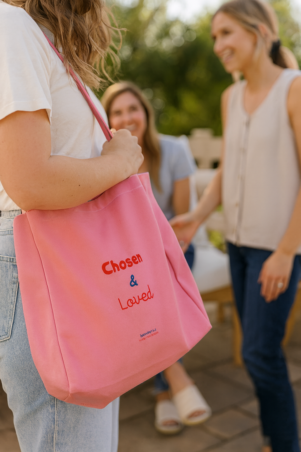 Chosen & Loved 💗 Pink Large Canvas Tote Bag