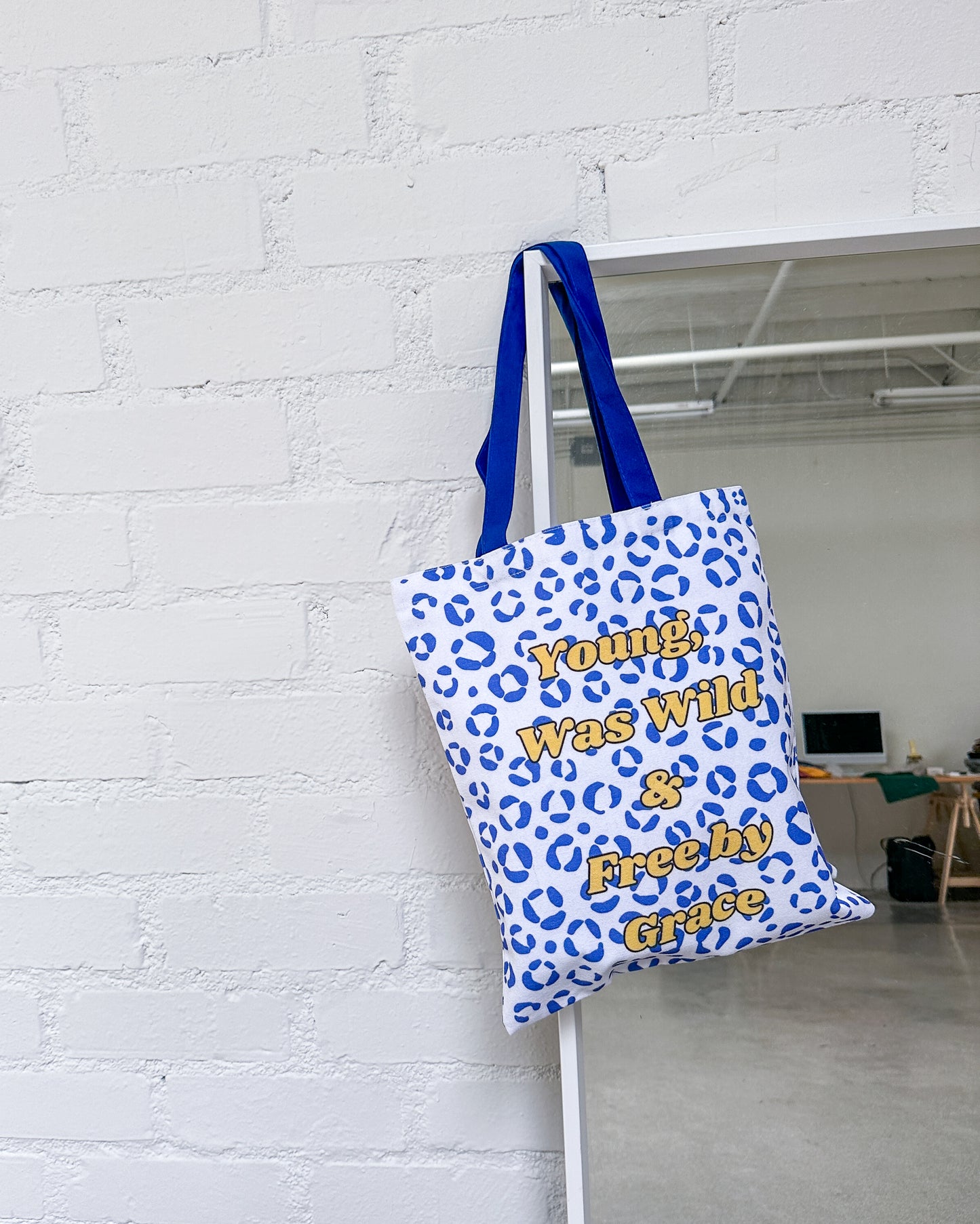 Young, Was Wild & Free by Grace 🐆 Medium Animal print Canvas Tote Bag