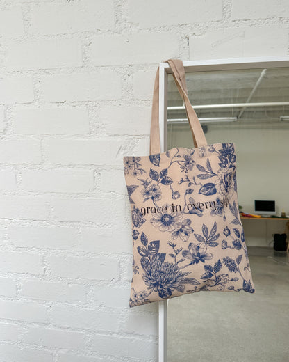 Grace in Every 🌷 Step Neutral Medium Canvas Tote Bag