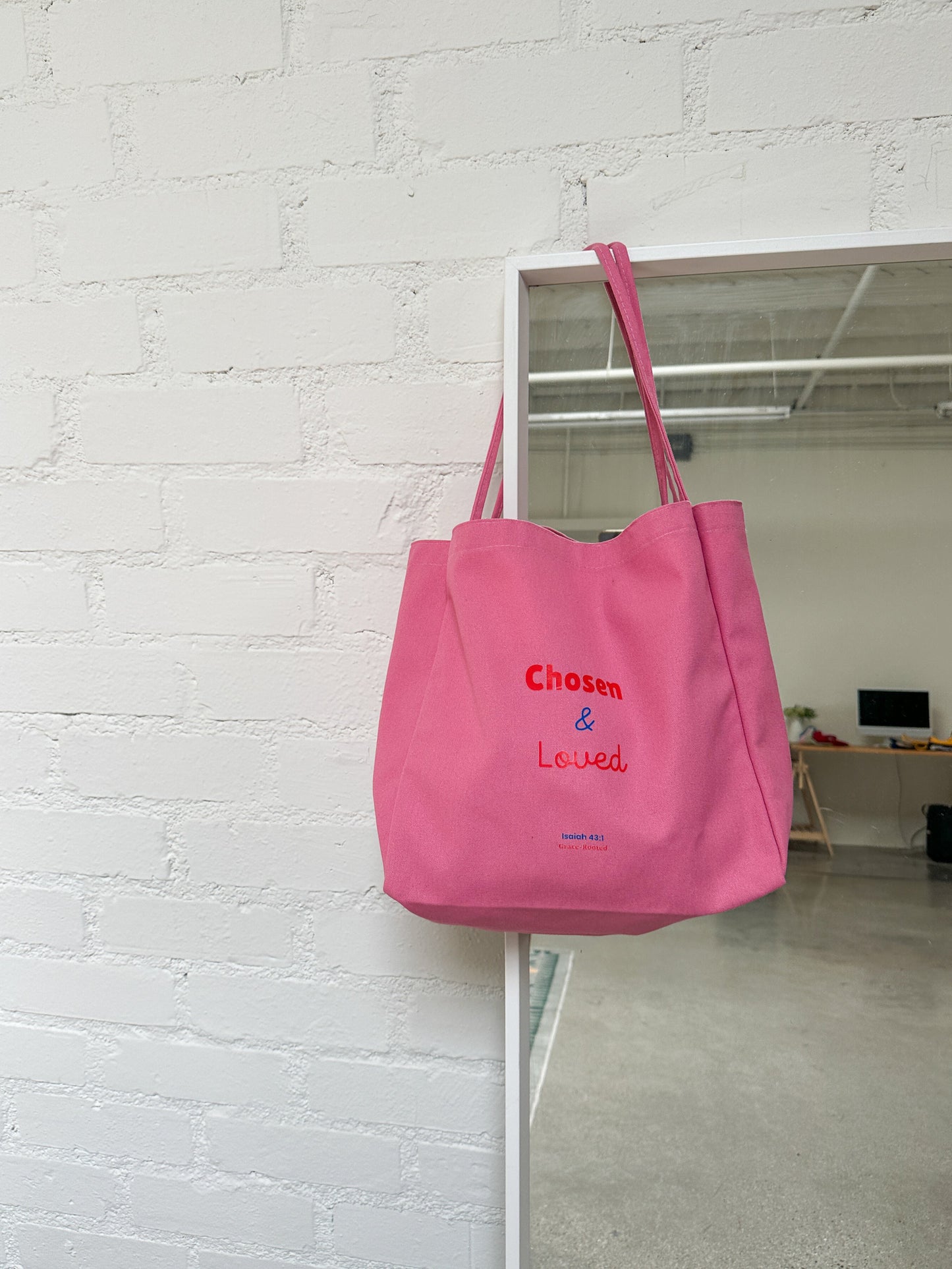 Chosen & Loved 💗 Pink Large Canvas Tote Bag