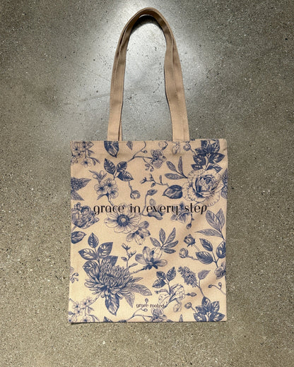 Grace in Every 🌷 Step Neutral Medium Canvas Tote Bag
