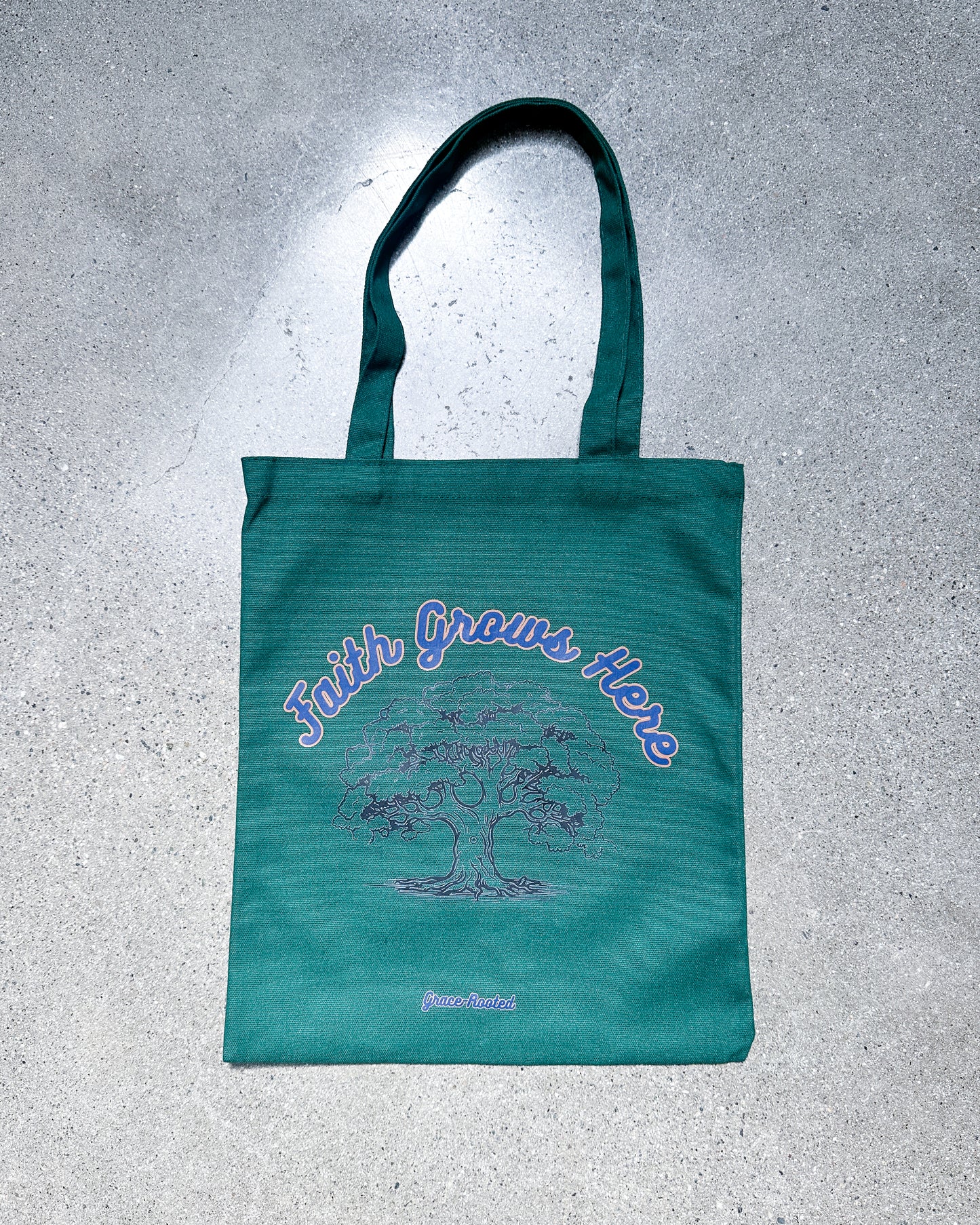 Faith Grows Here 🌳 Green Medium Canvas Tote Bag