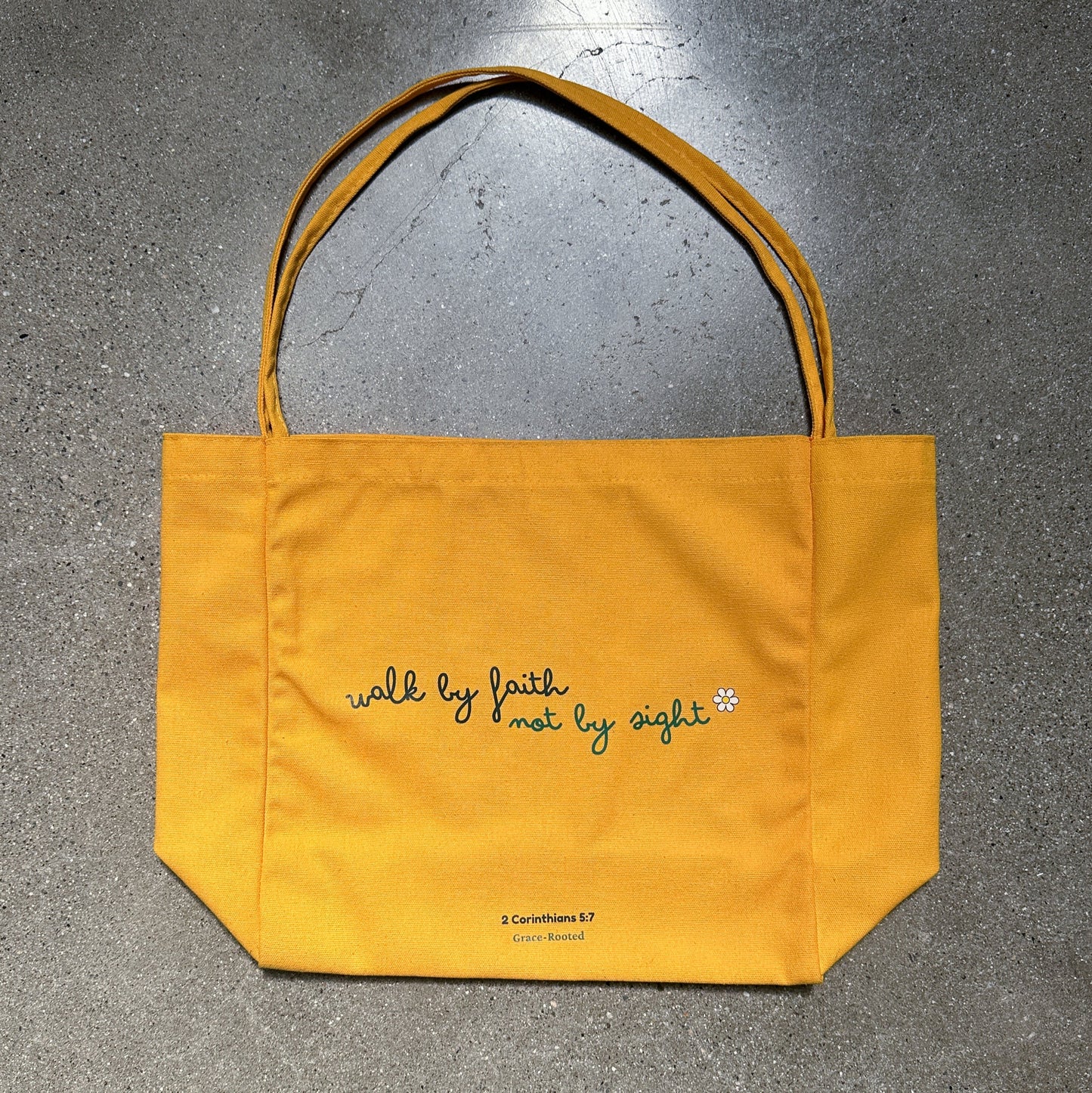 Walk by Faith, Not by Sight ✨ Yellow Large Canvas Tote Bag