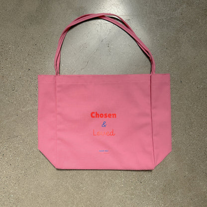 Chosen & Loved 💗 Pink Large Canvas Tote Bag