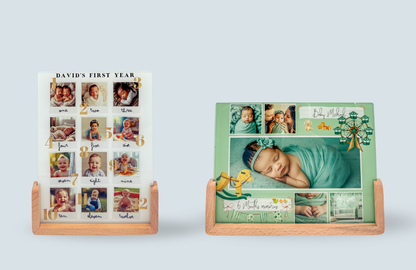 Personalized Glass Photo Frame – Sublimation Print with Wooden Stand